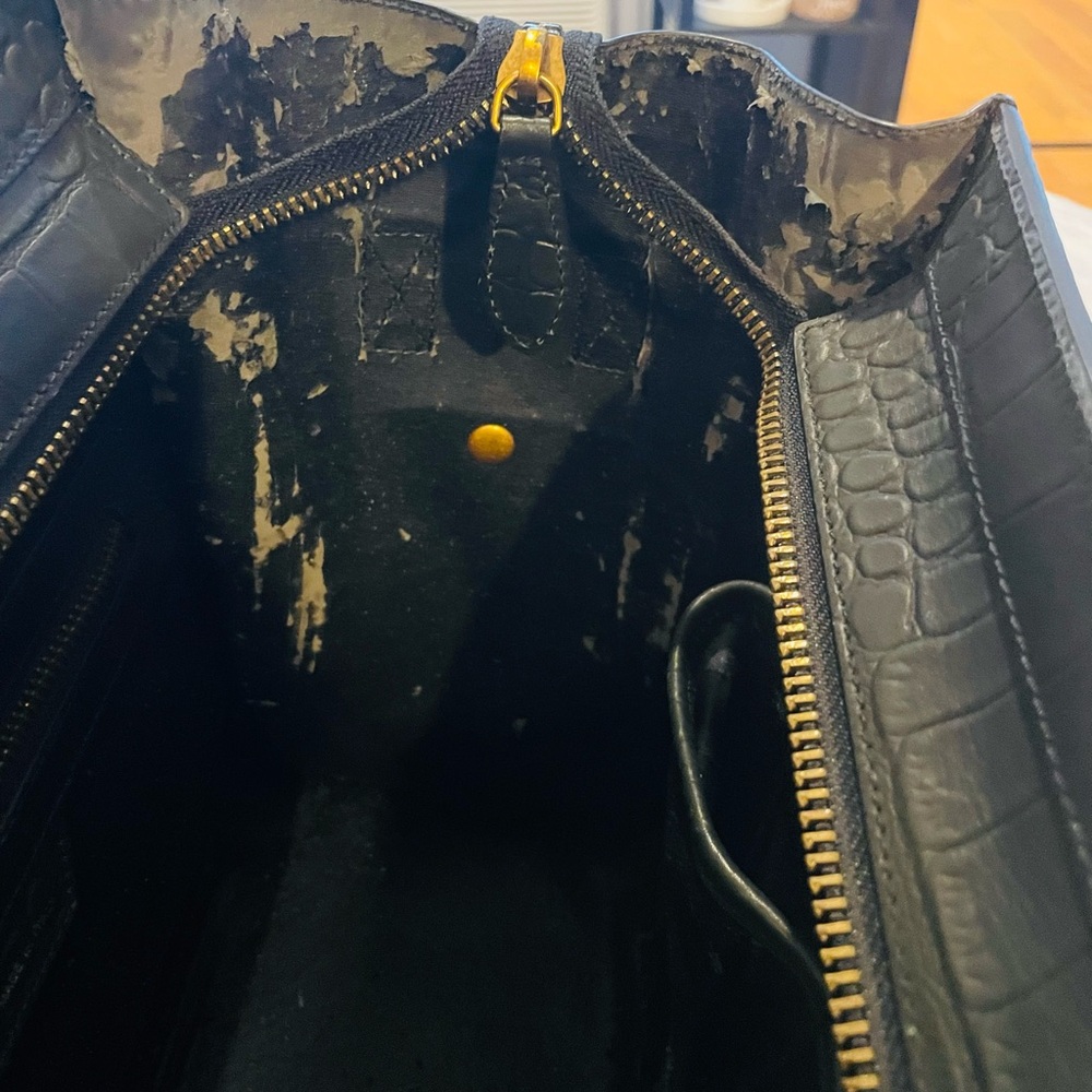 Celine Black Croc-Embossed BagCeline Crocodile Embossed Leather Bag - Picture 9 of 14